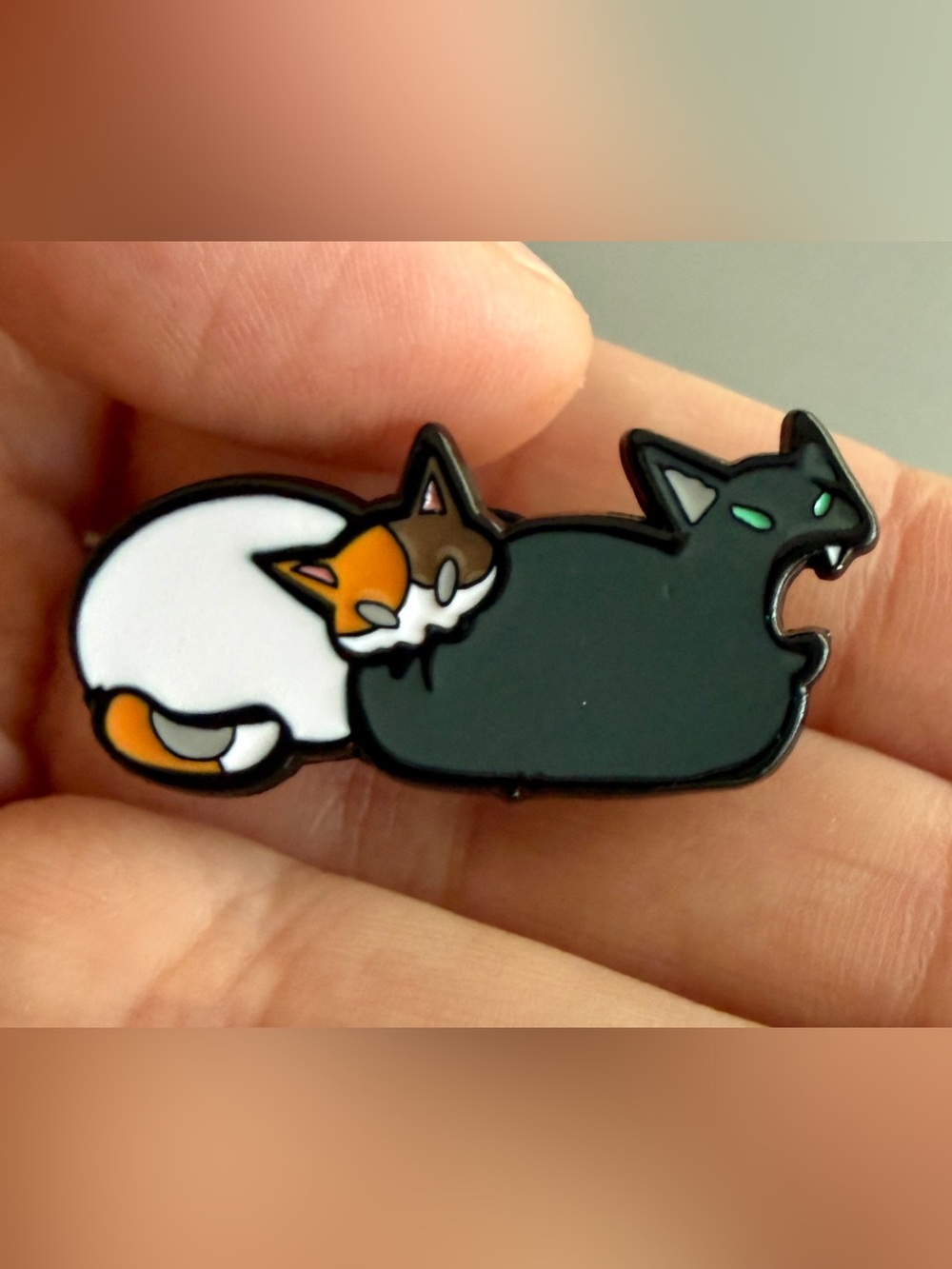 New Cat Bite Enamel Pin Calico Bites Black Cat Siblings Funny Cat Lover Gift